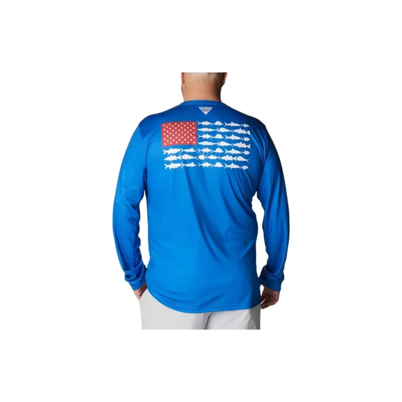 Columbia PFG Terminal Tackle Fish Flag T-Shirt Men's Bright Blue-1
