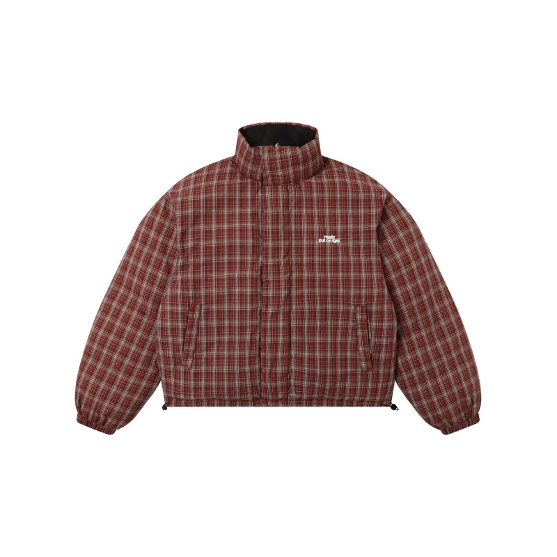 TGNS Puffer Jacket Unisex Black Red Plaid-2