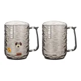Yi Mai Round Cup-Transparent Black ×2+Cookie Dog Sticker ×2