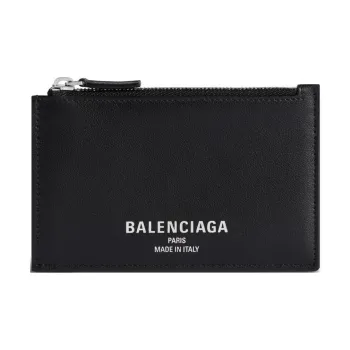 Balenciaga Smooth Calf Leather Card Holder Large Size Men's Black