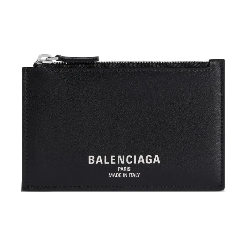 Balenciaga Smooth Calf Leather Card Holder Large Size Men's Black-0