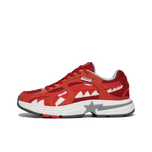 A BATHING APE Anti-Slip Wear-Resistant Low-Top Casual Shoes Women's Red White