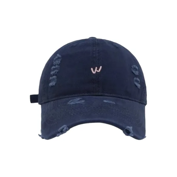 FREE RABBITⅡ Korean Style Washable Distressed Ripped Baseball Caps Unisex-2
