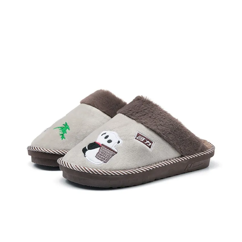 Warrior Fuzzy Cute Pet Design Abrasion Resistant Slip Resistant Wrap toe Slippers Men's Taupe-2