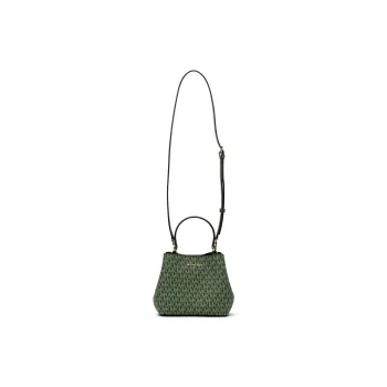 MICHAEL KORS Coated Canvas Bucket Bag, Shoulder Bag, Crossbody Bag, Handbag Small Size Women's Green