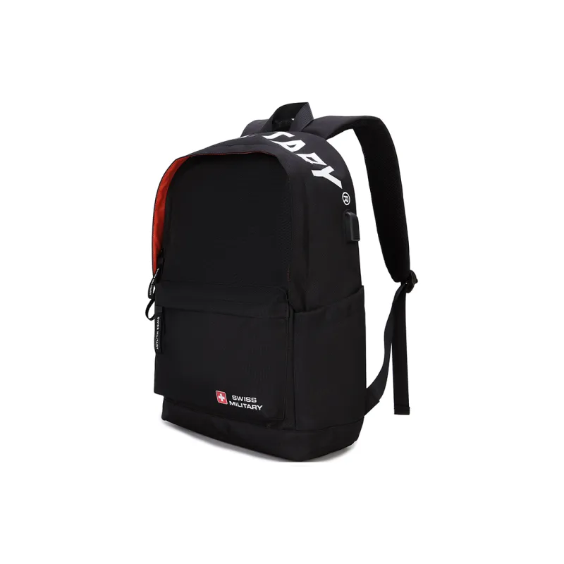 SWISS MILITARY Oxford Backpack Laptop Bag Regular Unisex Black-2