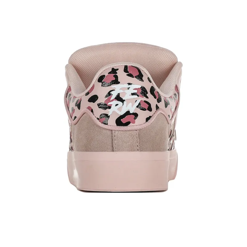 FERW Cream Leopard Treasure Coverage Anti Slip And Wear Resistant Breathable Low Top Skateboard Shoes Unisex Pink-4