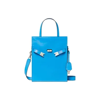 TORY BURCH Lee Radziwill Leather Tote Bag Shopping Bag Shoulder Bag Crossbody Bag Handbag Small Size Women's Cave Blue