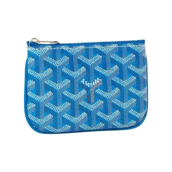 GOYARD Canvas With Calfskin Key Pouch Nano Unisex Blue