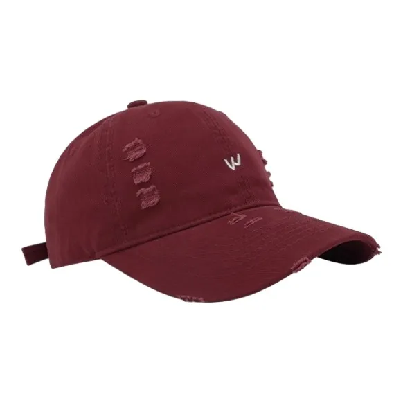 FREE RABBITⅡ Korean Style Washable Distressed Ripped Baseball Caps Unisex-13