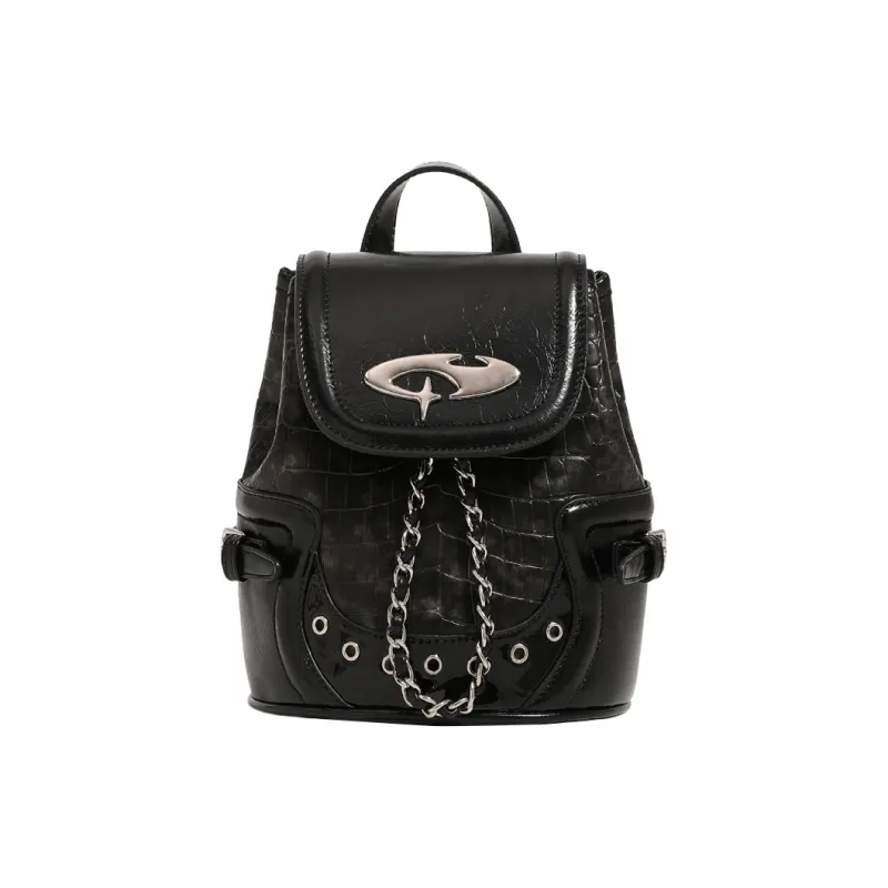 DCLOUD PU Backpack Small Size Women's Silver/Black-15