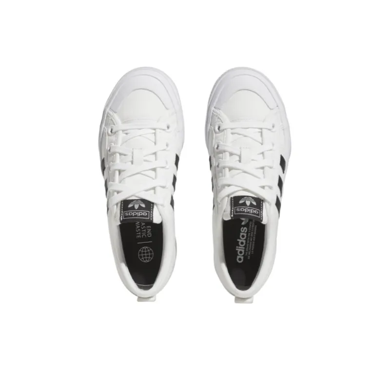 Adidas Originals Nizza Platform Anti-Slip Wear-Resistant Low-Top Kids' Skateboarding Shoes White Black Teenagers-3