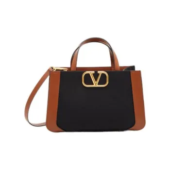 Valentino Canvas With Calfskin Tote Bag Shopping Bag Shoulder Bag Crossbody Bag Handbag Mini Women's Black