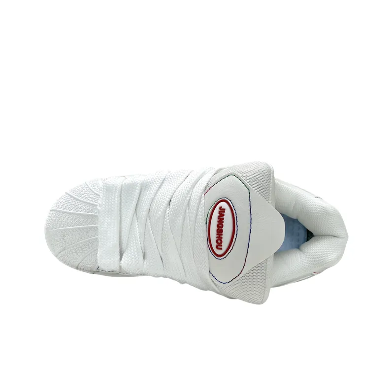 JIANGSHOU Wear resistant And Lightweight Low Top Skateboard Shoes Women's White Rainbow-5