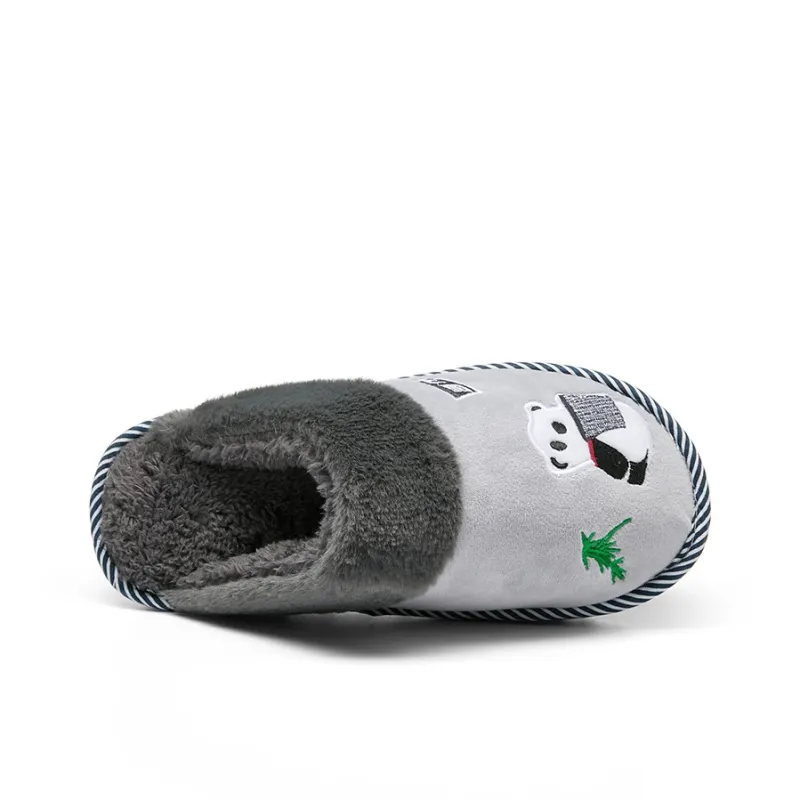 Warrior Fuzzy Abrasion Resistant Slip Resistant Wrap toe Slippers Men's Gray-3