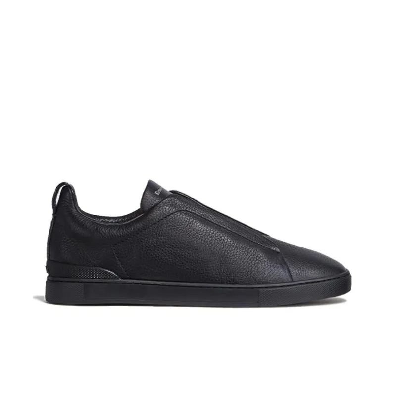 Zegna Triple Stitch Stylish Skateboarding Shoes Men's Black-1