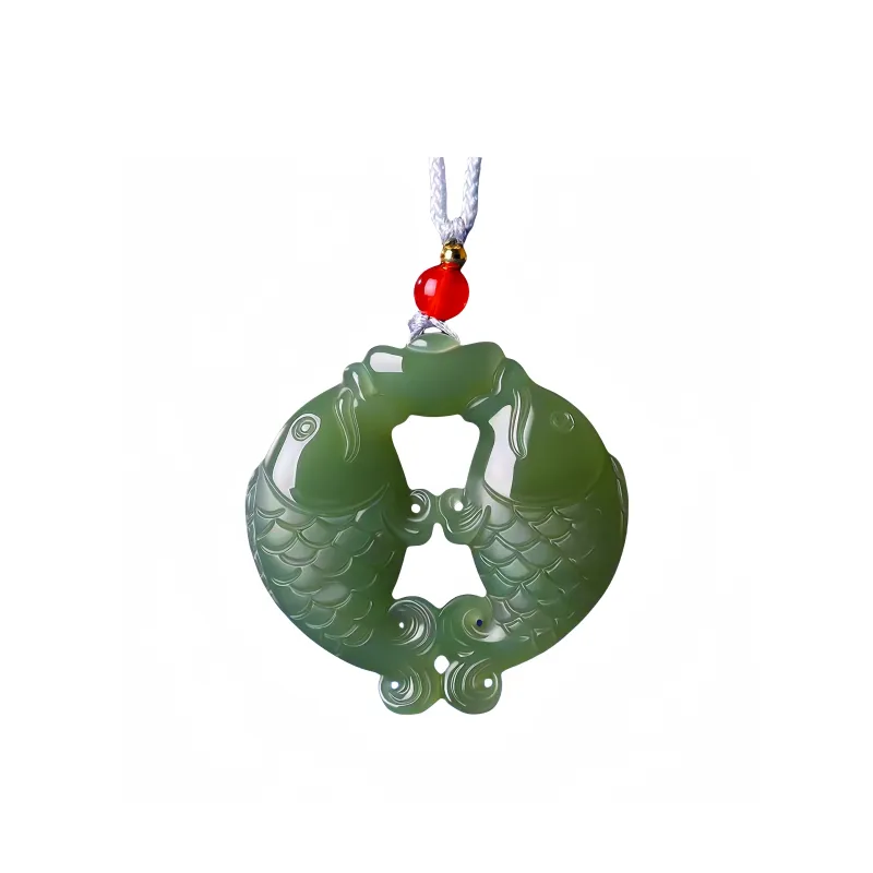 Lingxiang Yurun Hetian Jade Necklaces Pale Greenish White Jade Unisex-5