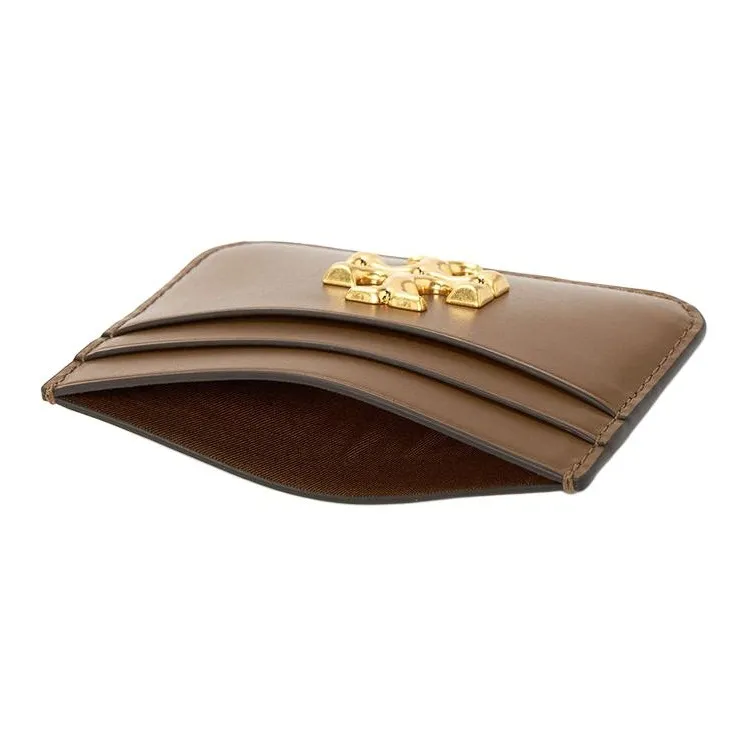 TORY BURCH Eleanor Leather Card Holder Unisex Camel Deer Brown-3