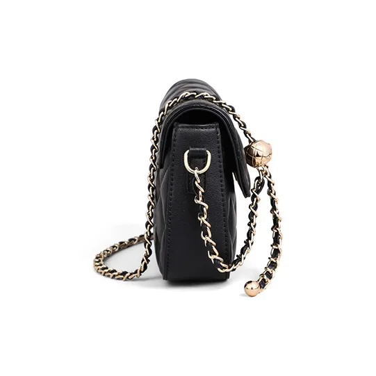 C°BANNER Cow Leather With Synthetic Leather Small Square Bag Shoulder Bag Regular Women's Black-4