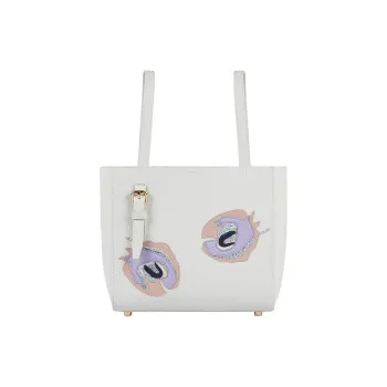 WANACCESSORY Cow Leather Bucket Bag, Shoulder Bag, Crossbody Bag, Handbag Large Size Unisex White/Apricot