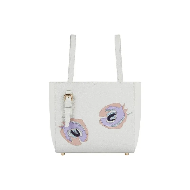 WANACCESSORY Cow Leather Bucket Bag, Shoulder Bag, Crossbody Bag, Handbag Large Size Unisex White/Apricot-0