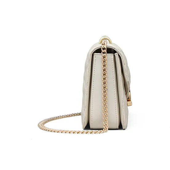 C°BANNER Cow Leather With Synthetic Leather Small Square Bag Shoulder Bag Trumpets Women's Ecru-4