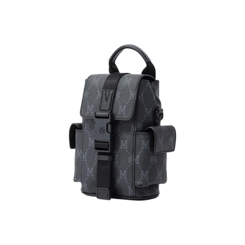 FION Mountain And Sea Journey Series Artificial Leather Backpack Men's Classic Black-2