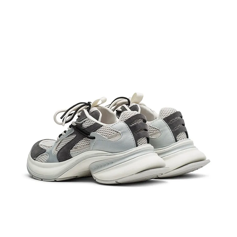 Coup De Foudre Cushioning Height Increasing Low Top Chunky Sneakers Women's Earth Gray Silver-3