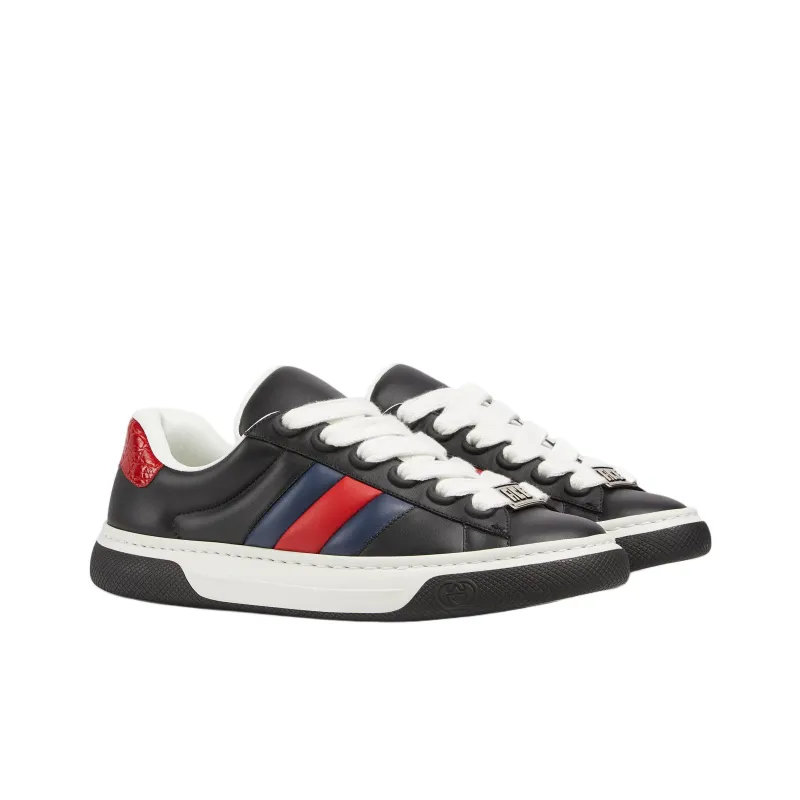 GUCCI ACE Low Top Skateboard Shoes Men's Black-2