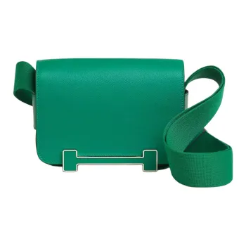 HERMES Geta Evercolor Calfskin Crossbody Bag Shoulder Bag Women's Iridescent Green