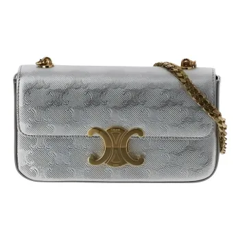 CELINE Triomphe Calfskin Crossbody Bag Shoulder Bag Regular Women's Silver
