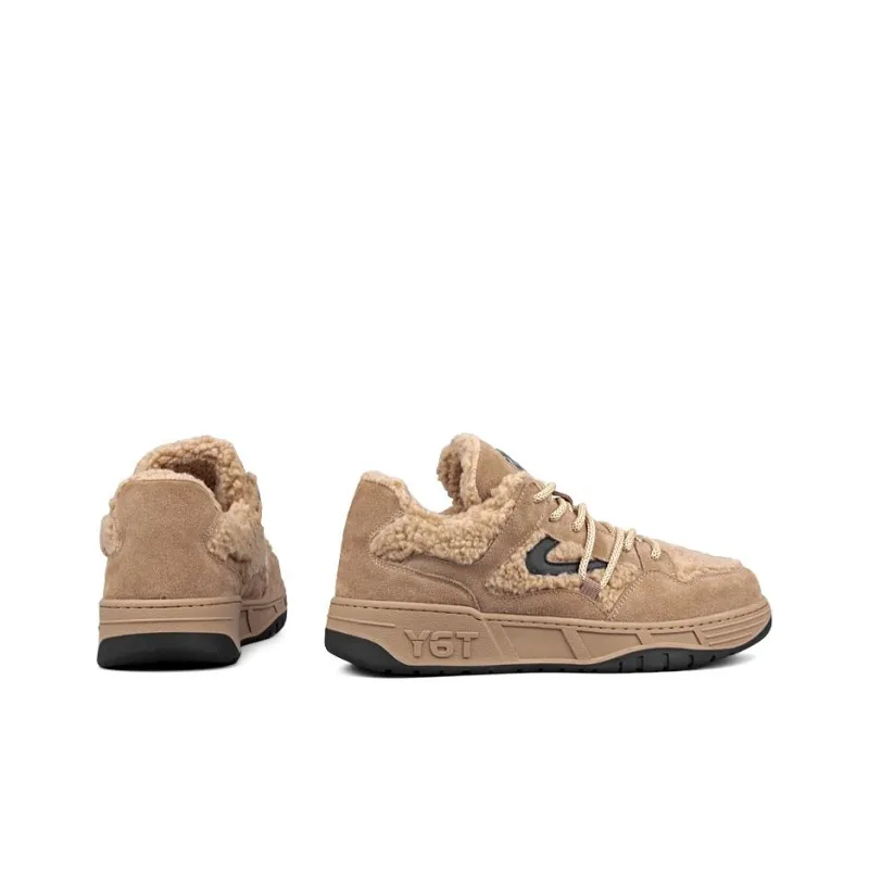 Y6T Warm Anti Slip And Wear Resistant Low Top Skateboard Shoes Women's Brown-2