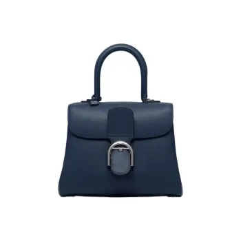 Delvau Brillant Grain Calfskin Shoulder Bag, Crossbody Bag, Handbag Small Size Women's Antwerp Simple Blue