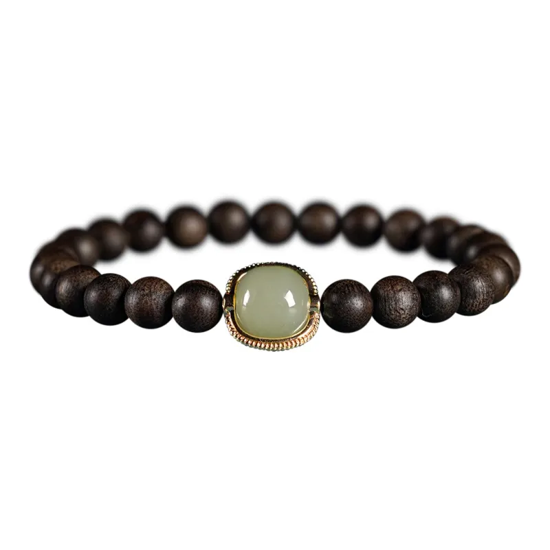 FANGYUANXIAOFU Fragrance Enhancer, Agarwood Single Wrap, Beaded Bracelet, Double Circle Bracelet Unisex-0