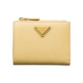 PRADA Leather Wallet Women's Vanilla Yellow