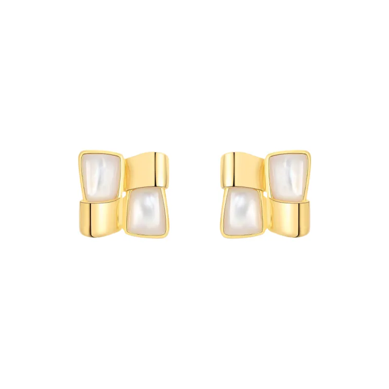 BABYBEI 925 Sterling Silver Mother Of Pearl Stud Earrings Women's-0