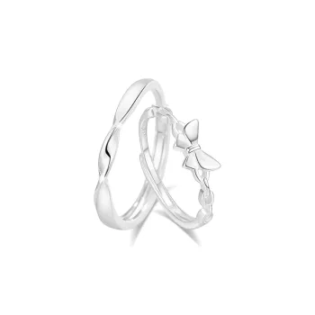 Muyan S999 Fine Silver Butterfly Love Ring Unisex