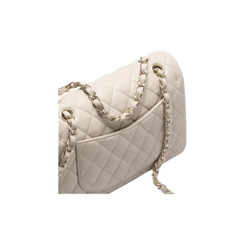 CHANEL Classic Flap CF Plaid Lambskin One Shoulder Handbag Trumpets Women's Light Beige-3