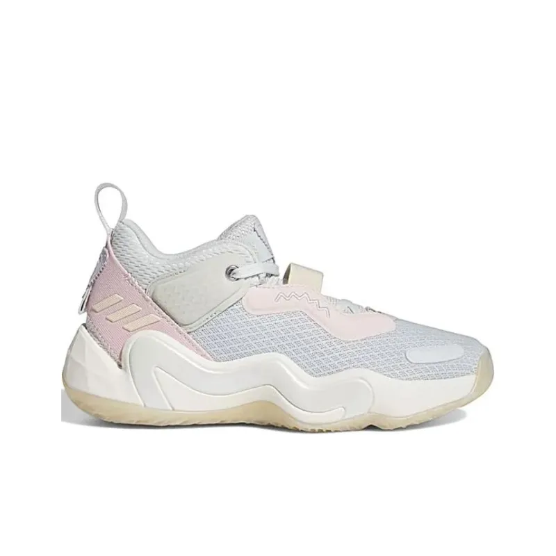 Adidas D.O.N. Issue #3 Anti Slip Wear Resistant Mid Top Children's Basketball Shoes Gray Pink Teenagers-1