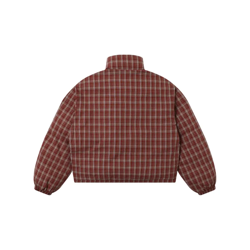 TGNS Puffer Jacket Unisex Black Red Plaid-3