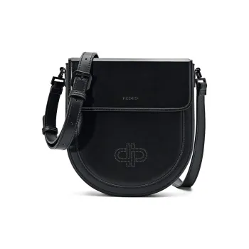 PEDRO Icon Series Cow Leather Crossbody Bag, Shoulder Bag Small Size Men's Black