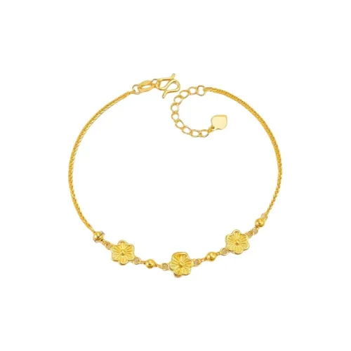 Good Has A Cause 5G Gold Adjustable Flower-Shaped Chain Solid Gold 999 Priced In Gram Peach Blossom Bracelet Women's