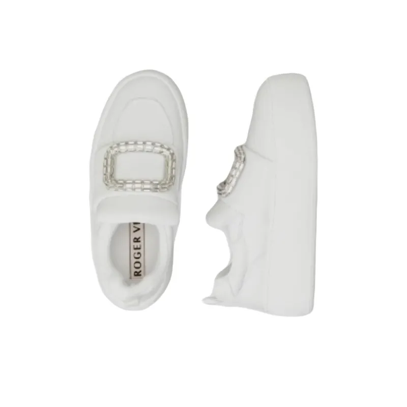 Roger Vivier Viv' Up Low Top Skateboard Shoes Women's White-3