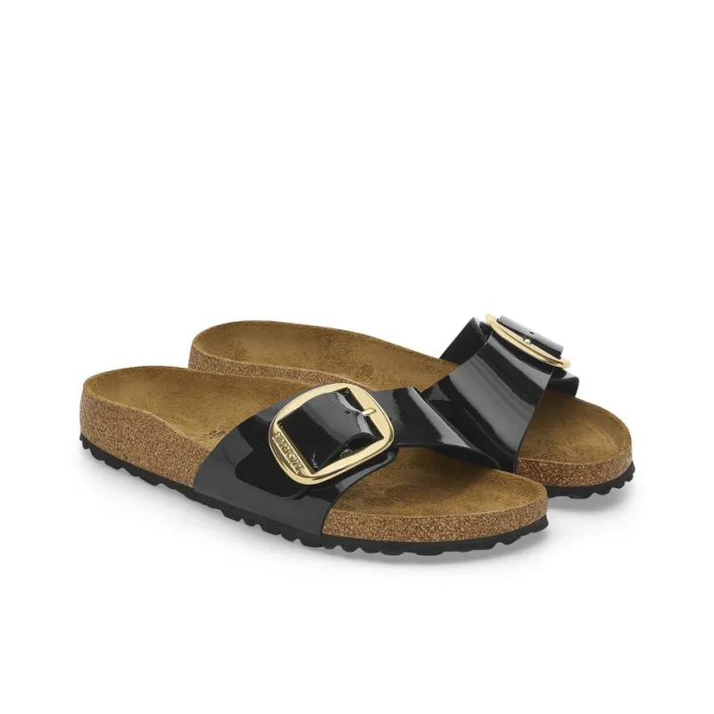 Birkenstock Madrid Big Buckle Slip-Resistant Slide Slippers Women's Pitch Black Regular-2