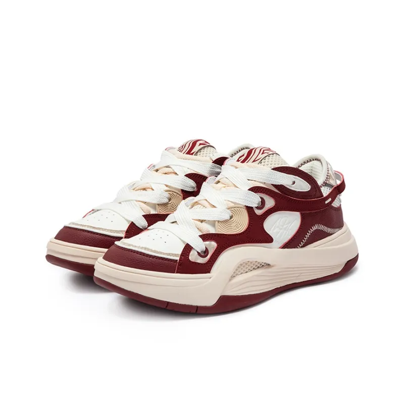 361° AG Chogo 2 Red Wine Anti Slip Wear Resistant Low Top Casual Shoes Unisex Beige Red-2