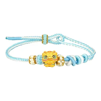 LET'S BLING Blessing Fortune Cute Lion 3D Hard Gold Lion Enamel Fortune Bead Fixed Price Gold Bracelet Unisex