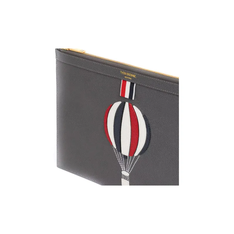 THOM BROWNE· Cow Leather Document Bag Clutch Briefcase Trumpets Men's Dark Gray-2