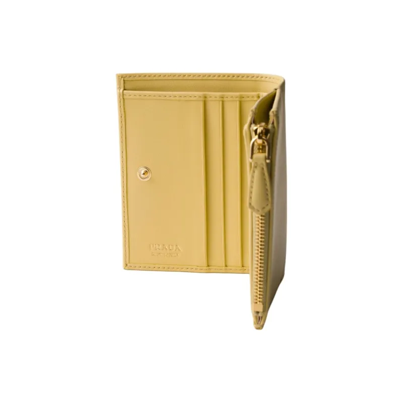 PRADA Leather Wallet Women's Vanilla Yellow-2