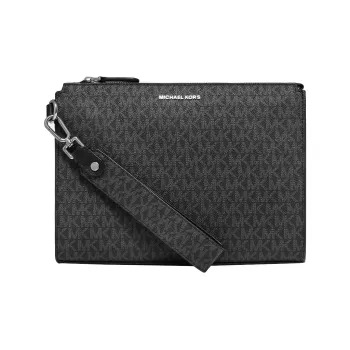 MICHAEL KORS Hudson Cow Leather Clutch Large Size Men's Black