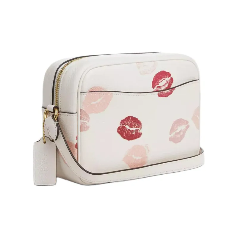 COACH Jamie Litchi Grain Leather Camera Bag, Shoulder Bag, Crossbody Bag Trumpets Women's Chalk Multicolor-1